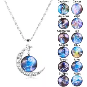 ASTROLOGIE MOND TIERKREIS HALSKETTE SCHMUCK Schmuck HOROSKOP Weihnachten GESCHENK - Bild 1 von 3
