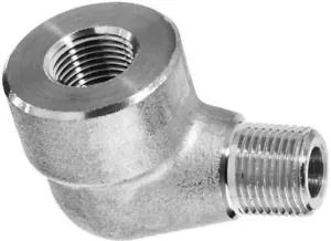 (High Pressure) 1/4" NPT Forged 304 Stainless Steel Street 90 Elbow 3000 Fitting - Picture 1 of 2