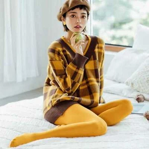 Plain and opaque tights for women in multi-colored Elastic Nylon / Thick and war - Picture 1 of 37