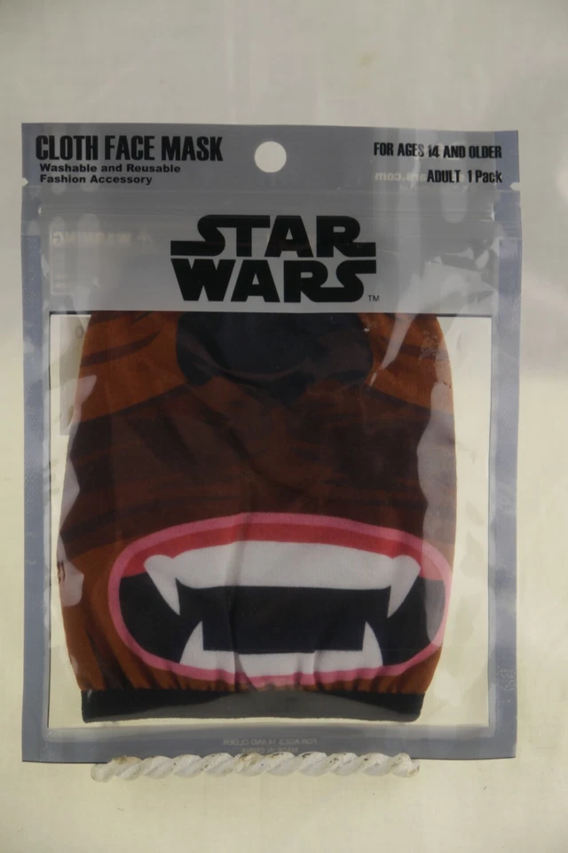 Star Wars Bioworld Chewbacca Face Mask Cover Cloth Reusable Adult NIP 14+ - Image 1 of 1
