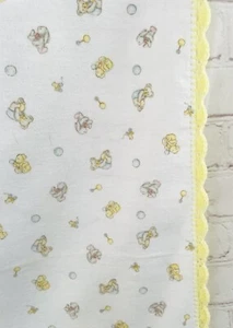 Vintage Carters Receiving Baby Blanket Cotton USA Teddy Bears Duck Crochet NWOT - Picture 1 of 4