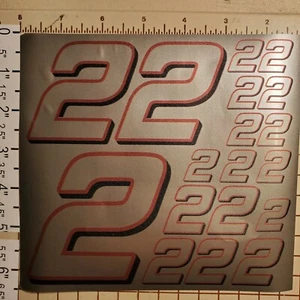  Silver w/Red & Black #2's  Racing Numbers Vinyl Sheet 1/10-1/12 NOT CUT - Picture 1 of 5