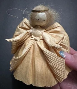 VTG Angel Cornhusk Handmade Christmas Ornament Decoration Expert Crafting 4" - Bild 1 von 5