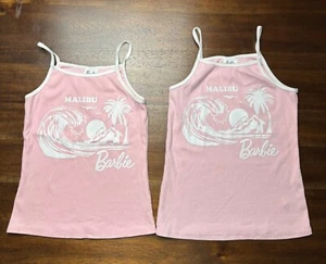 Malibu Barbie Pink and White Girls Tank Tops (L and XL) - Picture 1 of 6