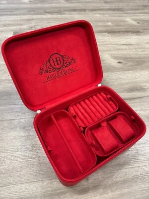Harlembling Leather Travel Jewelry Box Case - Red - Image 1 of 4