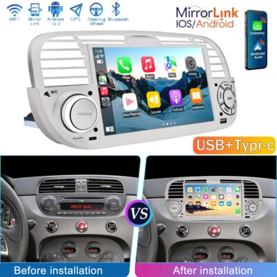 Android 13 Per FIAT 500 2007-2015 7" Autoradio GPS NAVI BT FM WIFI Carplay 2+64G - Immagine 1 di 4