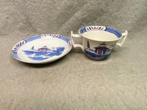 VINTAGE ADAMS ZUPPA / TAZZA LINGOTTO E PIATTINO DIPINTO A MANO INGHILTERRA - Foto 1 di 5