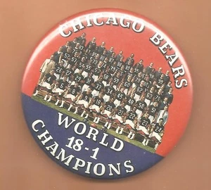Chicago Bears World Champions 18-1 Officially Licensed Team Photo Button - Picture 1 of 1