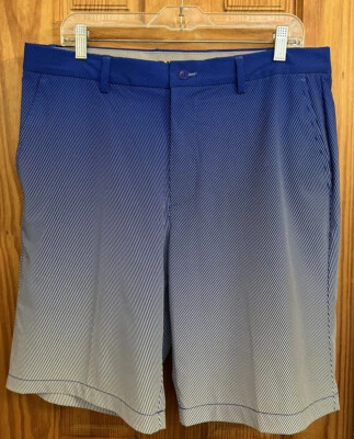 Pantalones Cortos de Golf Greg Norman Attack Life Azul/Blanco Bolsillos Finos a Rayas Para Hombre Talla 34 Foto 1 de 4
