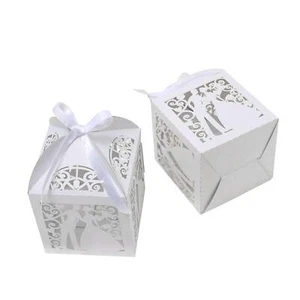 25pcs/lot 4''x4'' Laser Cut Pearl Paper Party Wedding Favor Ribbon Candy Boxes L - Picture 1 of 7