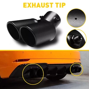 Reemplace el tubo de escape de punta trasera silenciador negro para automóvil 2 tubos de escape con corte angular - Imagen 1 de 15