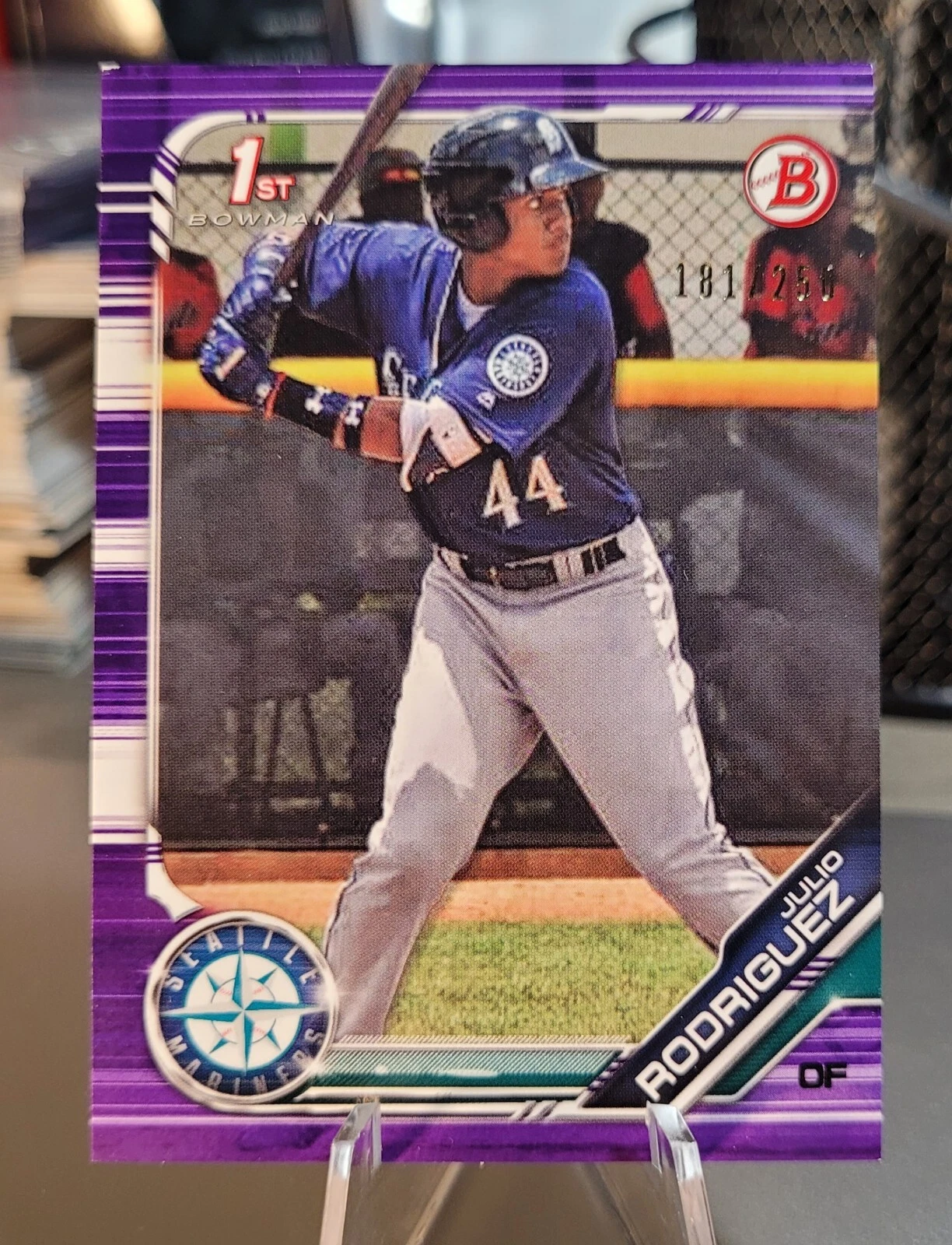 2019 Bowman Prospects Julio Rodriguez 1st Purple /250 BP-33 Mariners Paper