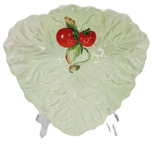 Carlton Ware Vintage Cabbage Leaf & Majolica Cherry Tomatoes Serving Platter 10" - Picture 1 of 12