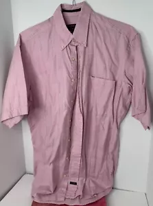 Robert Talbot Short Sleeve Button Shirt Men's Size Medium Large Pink Plaid - Picture 1 of 3