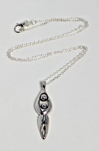 925 Sterling Silver Moon Goddess Pendant on an 18 Inch Silver Chain - Picture 1 of 6