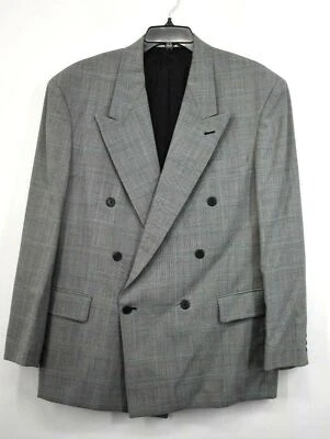 Blazer Cellini Collection Para Hombres Gris Pico Doble Pecho Solapa Bolsillo Mezcla Lana Foto 1 de 4
