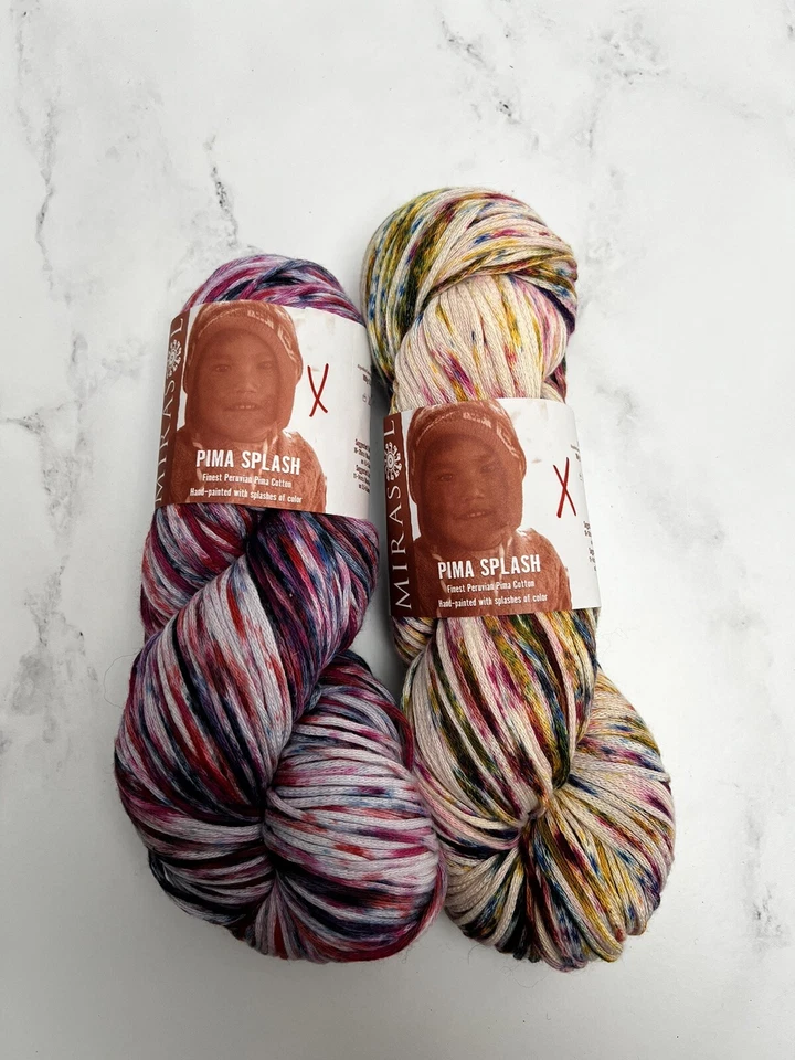 Mirasol Yarn Lot 2 Skeins Hand Painted Splashed Pima Cotton Multi Color 438 Yd - Image 1 of 4