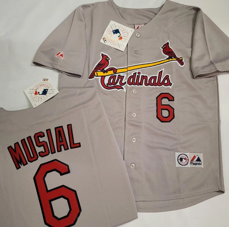 1705 Majestic St Louis Cardinals STAN MUSIAL Baseball Jersey GRAY New - Image 1 of 1