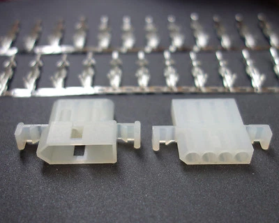 2 Pairs Molex Connector 4 Pin 4 Circuit Standard 4 Way .093" Crimp Plug Terminal