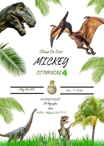 Personalised dinosaur birthday invitations - Picture 1 of 1