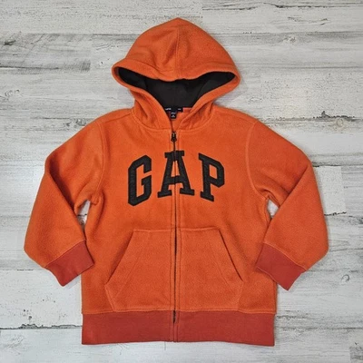 GAP KIDS Niños XS 4-5 Naranja Halloween Manga Larga Vellón Cremallera Completa Foto 1 de 4