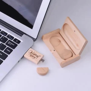Personalised Wooden USB Flash Drive & Box Dual USB Type C USB A Custom Gift - Afbeelding 1 van 15
