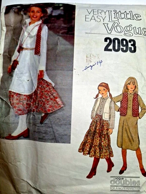 Little Vogue 2093 Túnica Camisa Vestido Falda Chaleco Costura Patrón Niñas 12 14 De Colección Foto 1 de 4