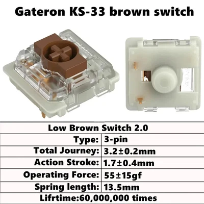 Gateron KS-33 Low Profile Switch 2.0 Red Blue Brown 3Pin Ultra-Slim Keyboard - Image 1 of 4
