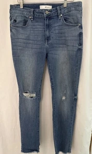 Jeans skinny KanCan effetto invecchiato donna 31” x 28” vita media orlo grezzo denim elasticizzato - Foto 1 di 10