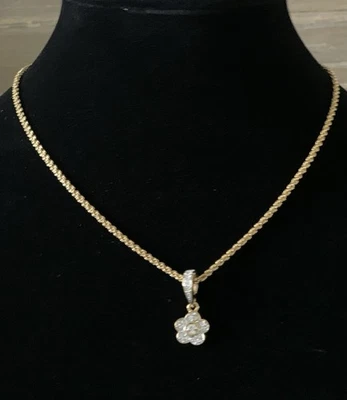 Beautiful SWAROVSKI Necklace Floral Crystal Pendant Gold Color 18” Chain - Image 1 of 4