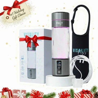 Open Box Vitality Fizz Hydrogen Bottle w/ Inhaler Kit | 6000+ PPB | SPE/PEM Tech - Image 1 of 4