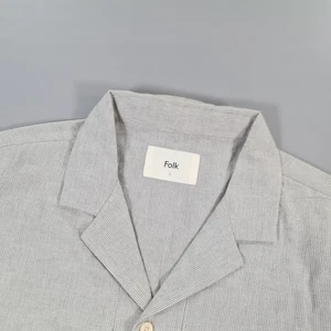 Folk Mens Shirt Grey XL Size 5 Linen Pin Stipe Spread Collar Holiday Summer - Picture 1 of 8