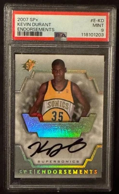 2007 Upper Deck Spx Endorsements Kevin Durant #EKD Rookie RC AUTO PSA 9 MINT - Image 1 of 2