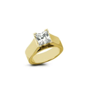 5ct F SI2 Princess Natural Certified Diamond 18k Gold Solitaire Engagement Ring - Picture 1 of 13