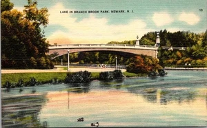 Lake In Branch Brook Park Newark N J Linen Postcard - Picture 1 of 4