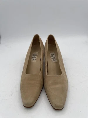 Nine West All Leather Upper Women's Sz 7.5M Brown Suede Pump Wedge Square Toe - Image 1 of 4