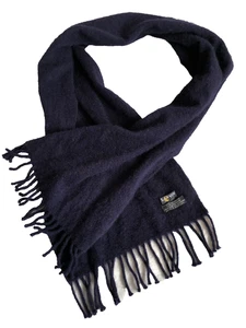 Vintage Lanvin Herren luxuriöser Kaschmir Schal dunkelblau Fransen weich 54"x11" Marine - Bild 1 von 19