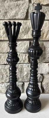 Juego de decoración de estatua de ajedrez grande de 2 piezas - esculturas decorativas de madera de rey y reina Foto 1 de 4