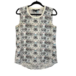Theyskens' Theory Tank Top Womens Small Silk Cream Multi Abstract Casual Summer - Picture 1 of 9