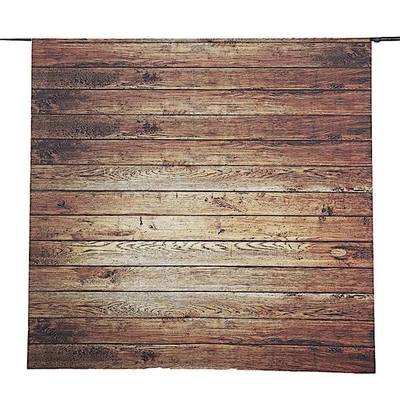 8 ft x 8 ft Brown Printed Vinyl Photo Backdrop Vintage Wood Design Banner Party - Image 1 of 4