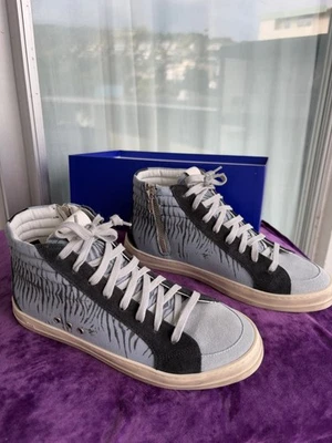 Zapatilla deportiva alta P448 nueva con etiquetas animal print cuero/lona EUR40/9-9,5 EE. UU. RARA? Cool Foto 1 de 4