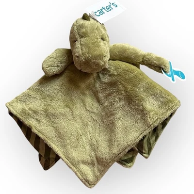 Manta de seguridad Carters Baby Peluche DINOSAURIO VERDE Dino Lovey Rayas #68355 Foto 1 de 4