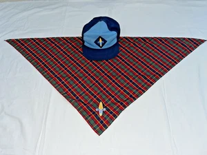 Cub Scout Webelos Blue Hat Plaid Neckerchief Scarf M/L Uniform BSA - Picture 1 of 4