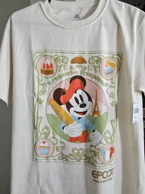 Camisa Mickey de los Parques Disney Epcot Francia Pastelería Francesa NUEVA 2025 ADULTO S Foto 1 de 4