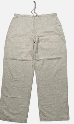 Pantalones Centro Para Hombre Beige Lino Mezcla Algodón Playa Informales Cintura Elástica Talla L Foto 1 de 2