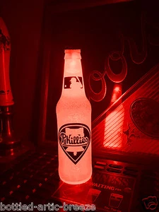 MLB Philadelphia Phillies Baseball 12 oz Beer Bottle Light LED Neon Bar Pub Mens - Picture 1 of 3