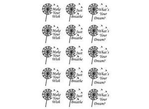 Dandelion Wishes 15 pcs 1 Inch Black Fused Glass Decals - Picture 1 of 1