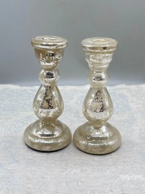 PAAR GROSSE KERZENHALTER KERZENLEUCHTER AUS GLAS BAUERNSILBER - Bild 1 von 4