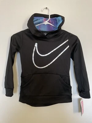 Nike Girls Black w Silver Therma Tunic Hoodie Hooded Sweatshirt Size 6/M - Image 1 of 3