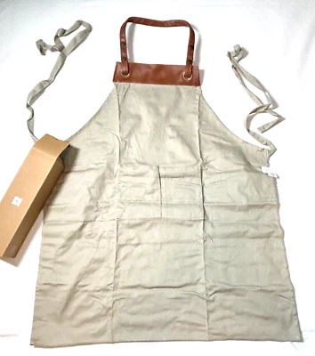 Delantal de barista reciclado NESPRESSO beige 100 % algodón cuero vegano bolsillos delanteros Foto 1 de 4